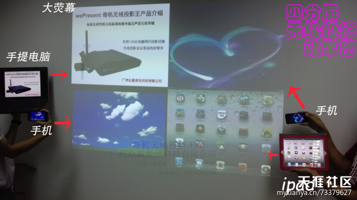 华为手机怎样连接投影机
:强悍的iphone、ipad、android、手提同时无线投影，你敢说你